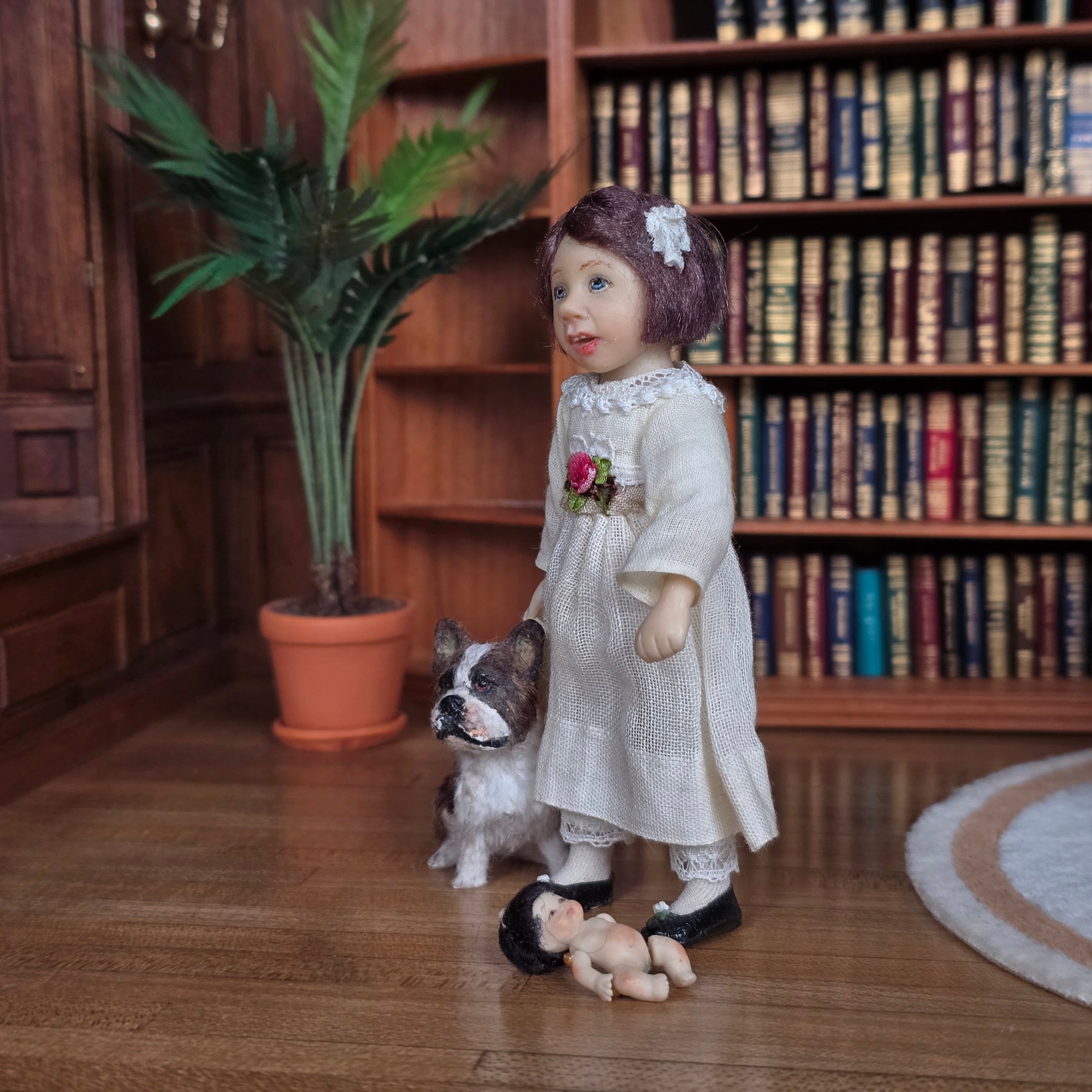 Catherine Muniere Young Girl Dollhouse Doll OOAK Hand-Sculpted Clay