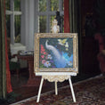 Load image into Gallery viewer, Paul Saltarelli 2004 White Peacock and Cockatoos Miniature Oil Painting

