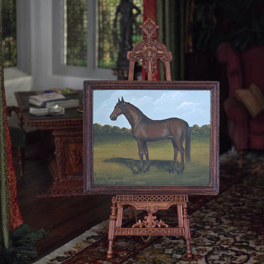 Karry Johnson 2002 Original Miniature Equestrian Oil Painting of a Horse