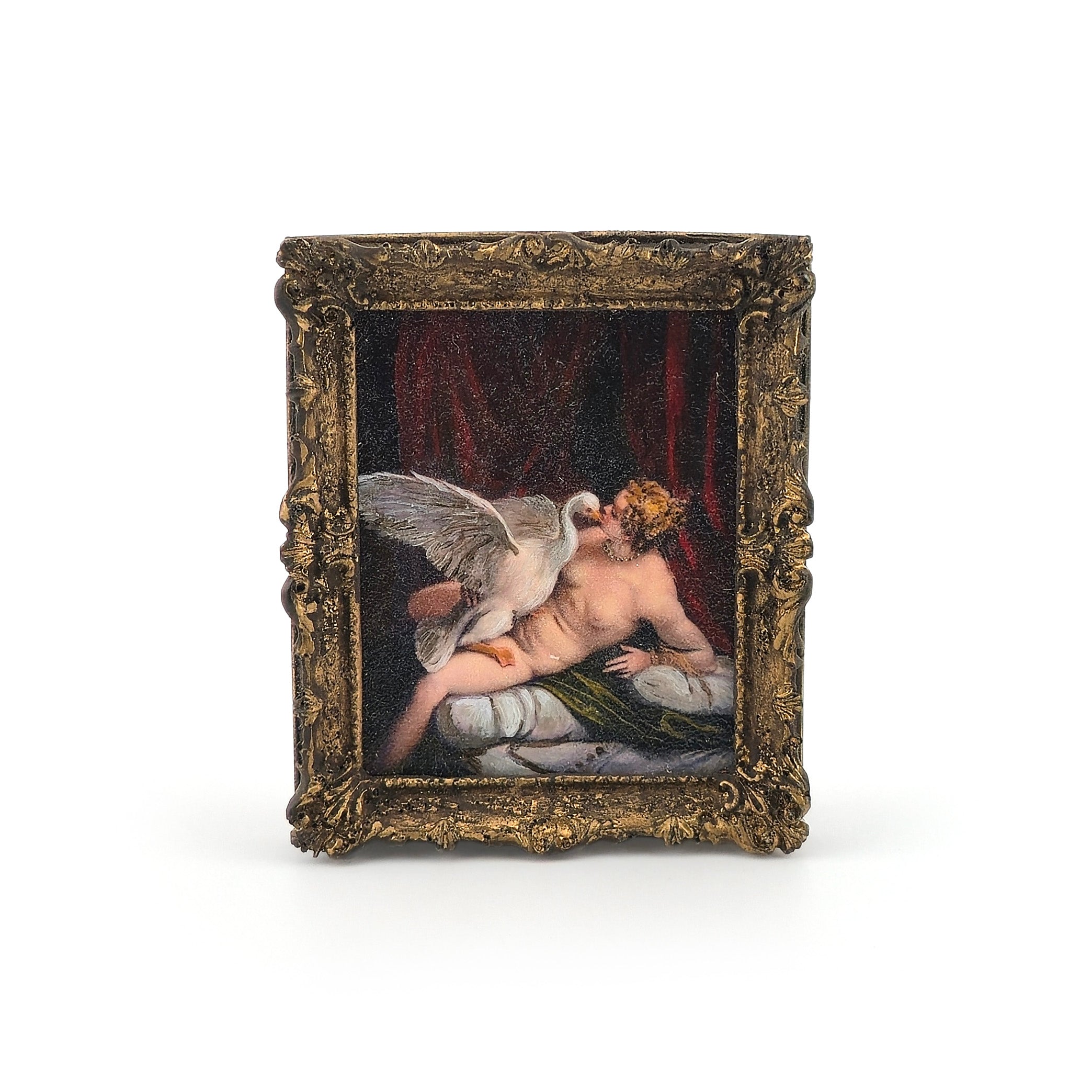 Michael Reynolds Leda and the Swan Miniature Painting After Paolo Veronese