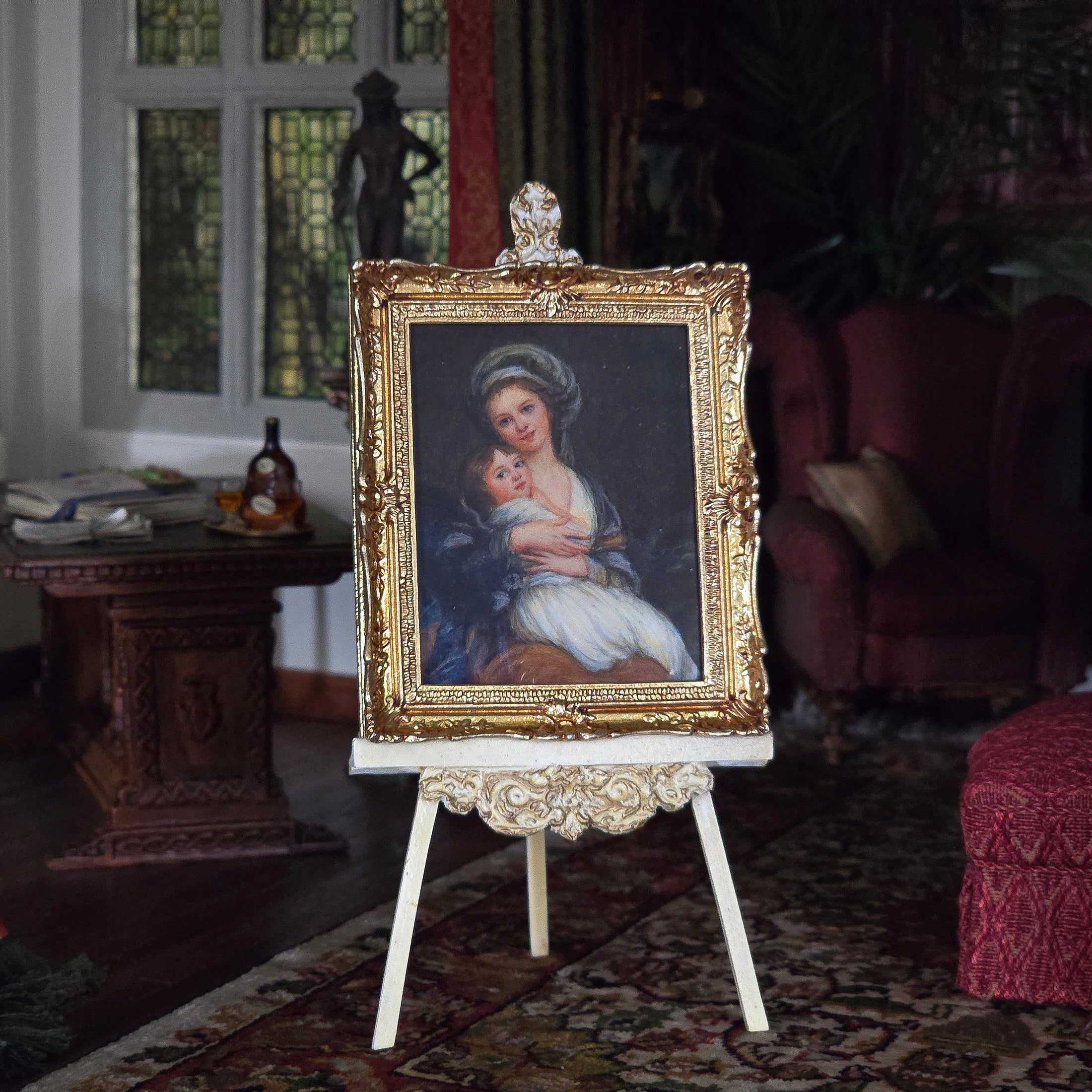 Betsey Bradley Vigée Le Brun & Her Daughter Miniature Oil Painting