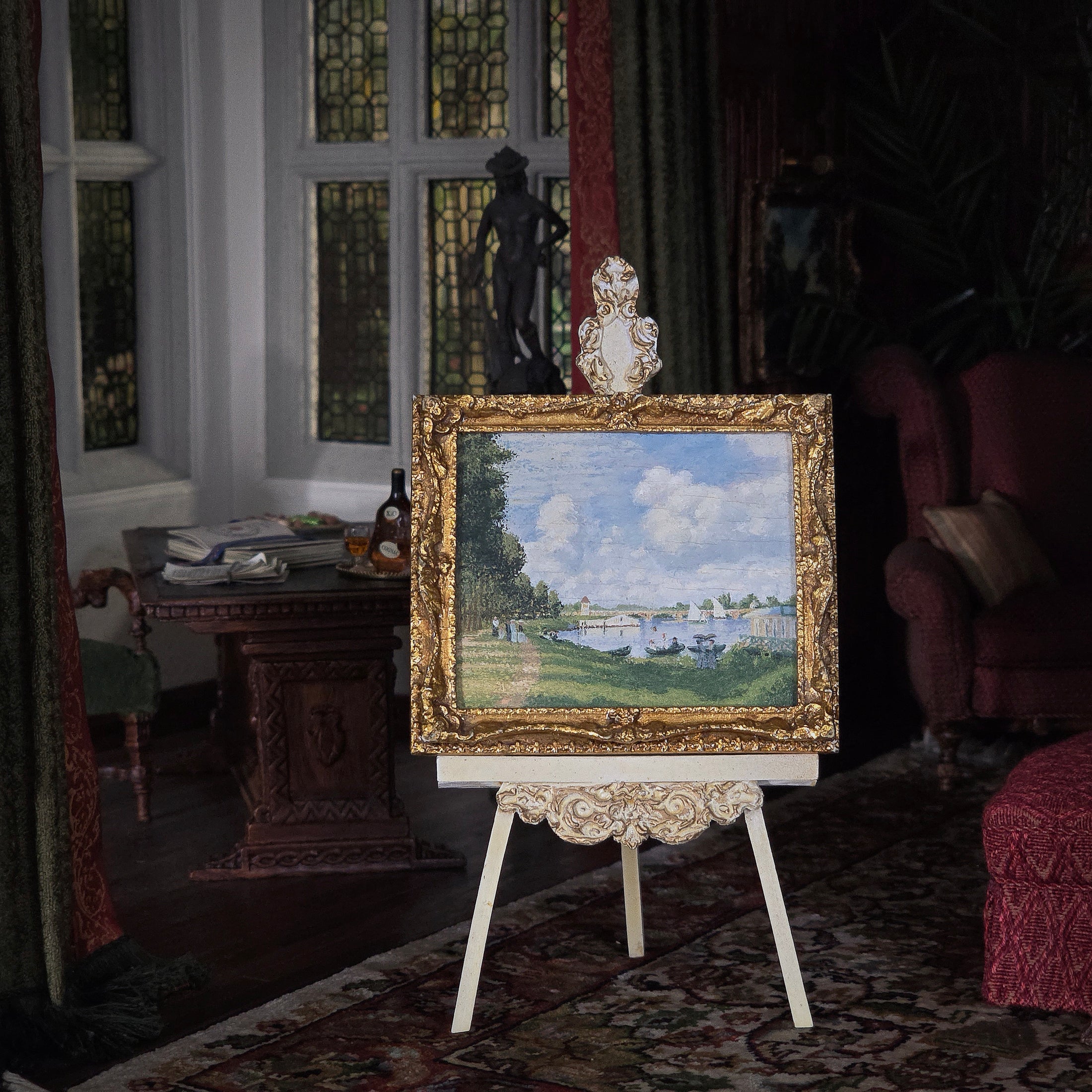 David Tinnon The Basin at Argenteuil After Monet Miniature Painting