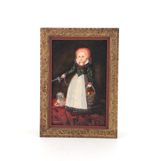 Melissa Wolcott 1992 Young Girl with Dog IGMA Fellow Miniature Dollhouse Painting