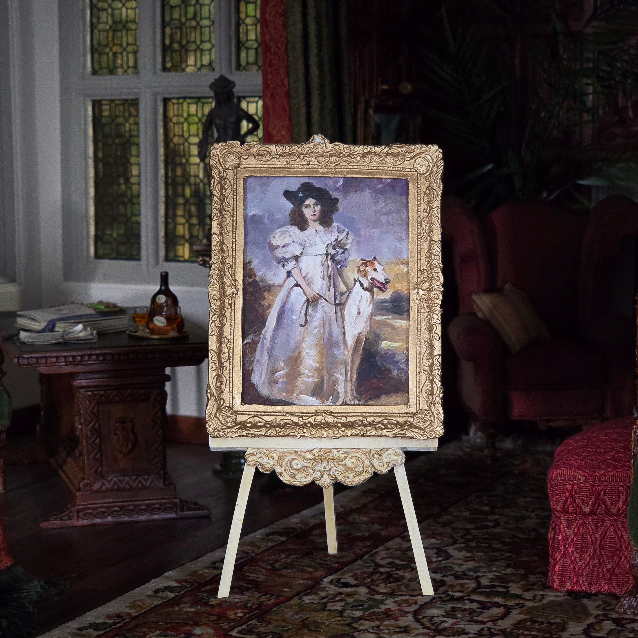 Ellen Tomy Constance Shepherd and Her Borzoi IGMA Miniature Painting