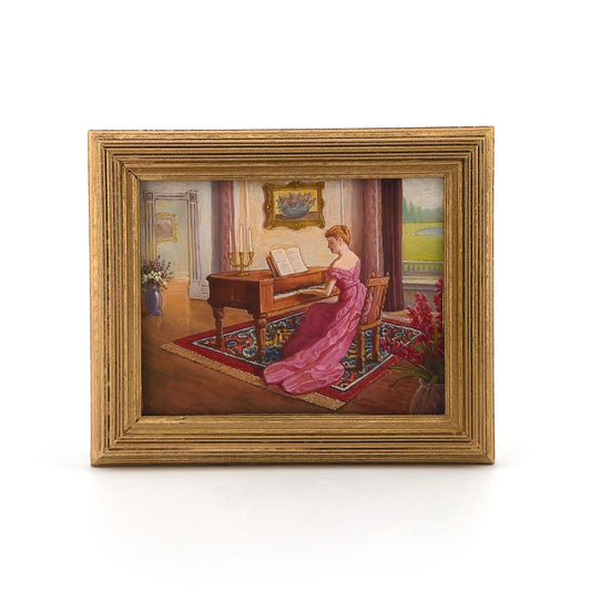 Paul Saltarelli 2001 Original Oil Painting Woman Playing the Piano