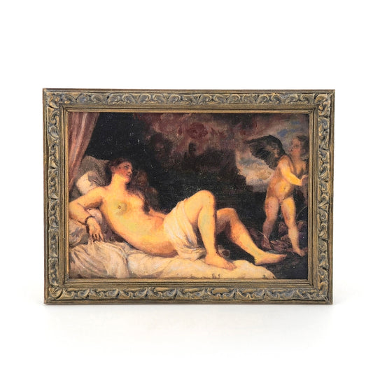 Hope Hoover 2002 Danae with Cupid IGMA Fellow Miniature Oil Painting