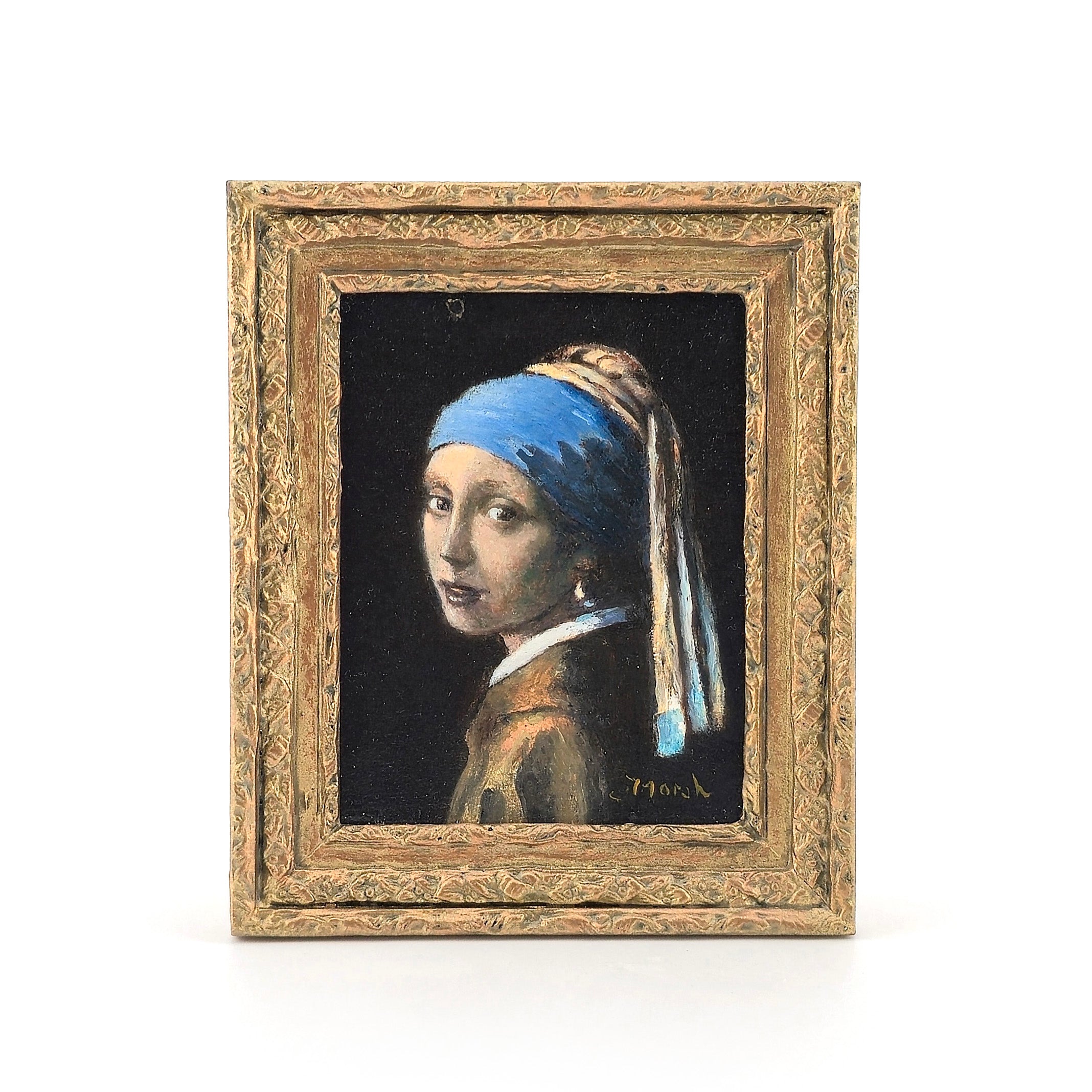 Fred Marsh 2006 Girl with a Pearl Earring After Vermeer Miniature Painting