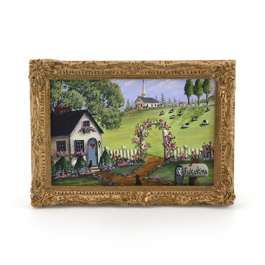 Karry Johnson "Cottage & Arbor" Original Folk Art Miniature Painting