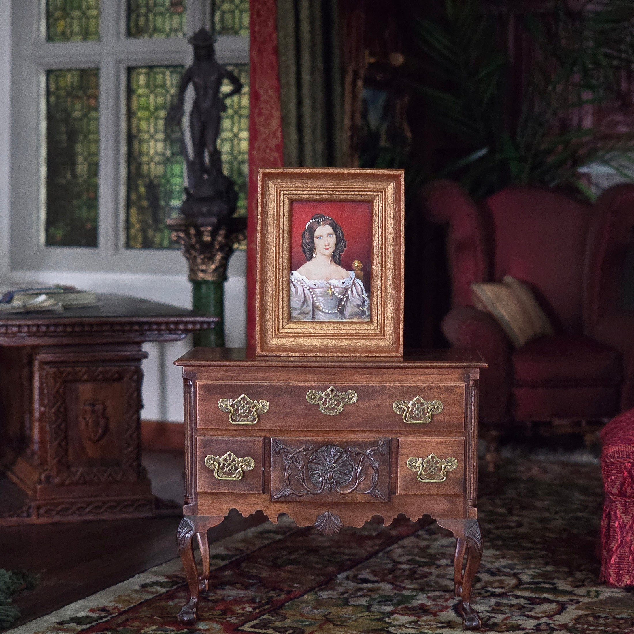 R. Steiler Antique Portrait on Porcelain Framed Miniature Painting