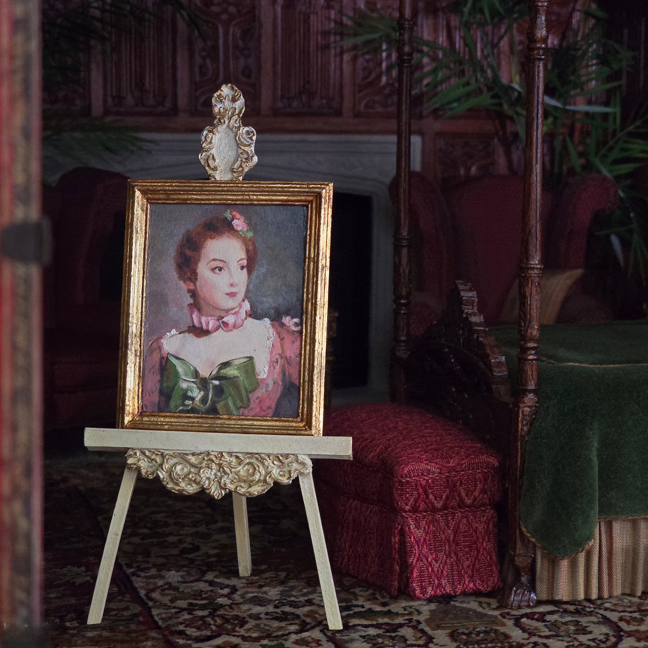 Maritza Moran "Portrait of a Lady" After Gustave Jean Jacquet Miniature Painting