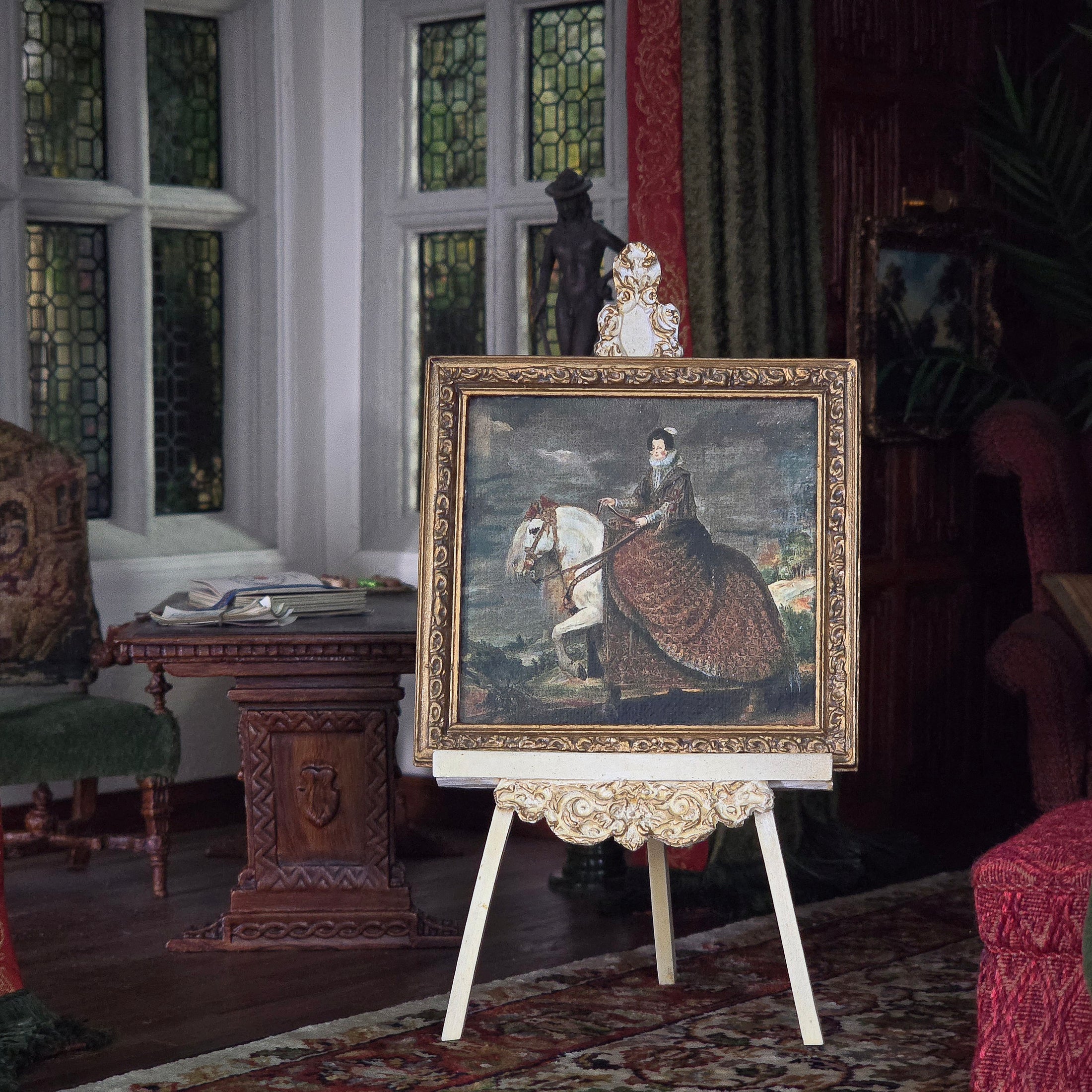 Hope Hoover "Equestrian Portrait of Elisabeth of France" Miniature Painting