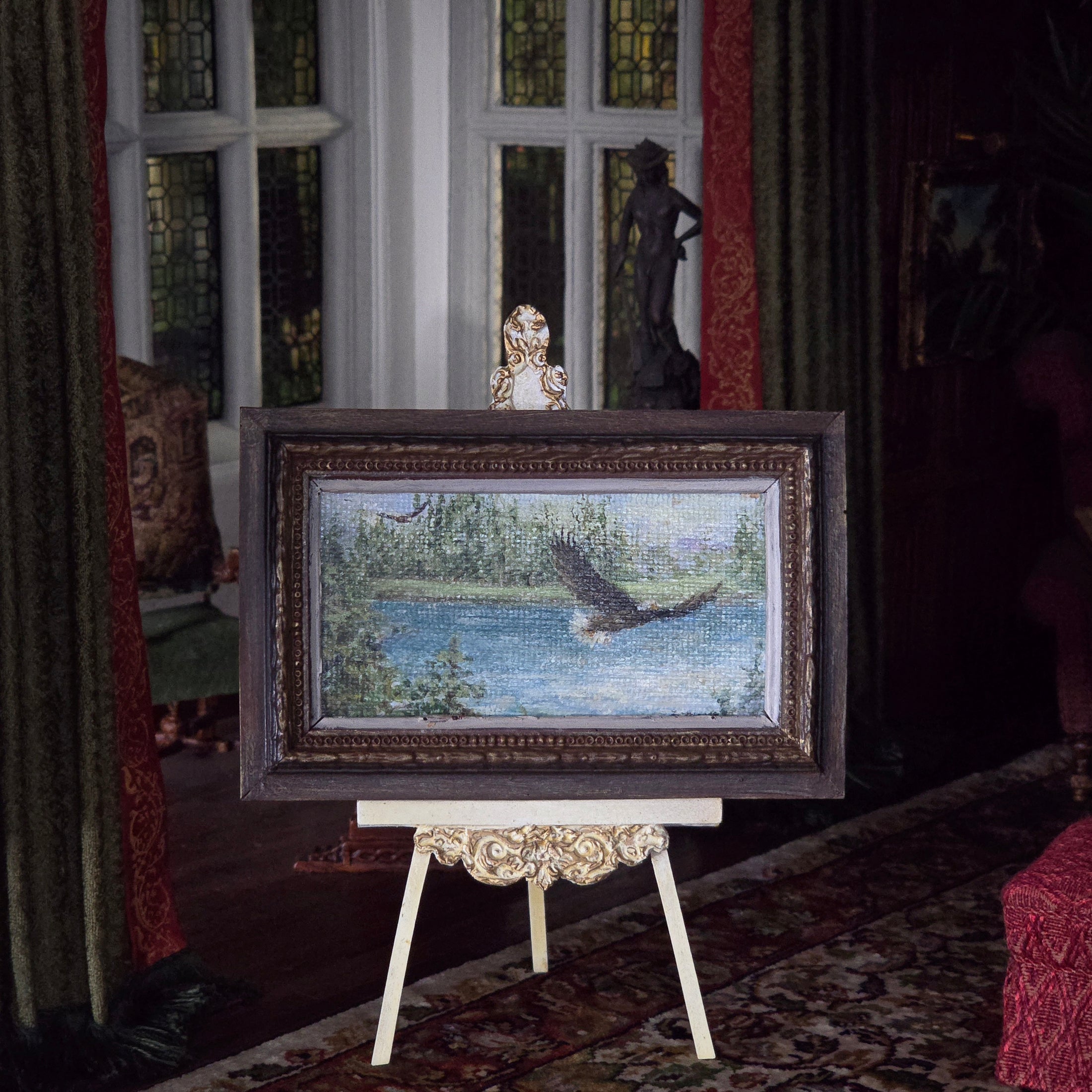 Florence Hathorne Magee Bald Eagle Landscape Miniature Painting
