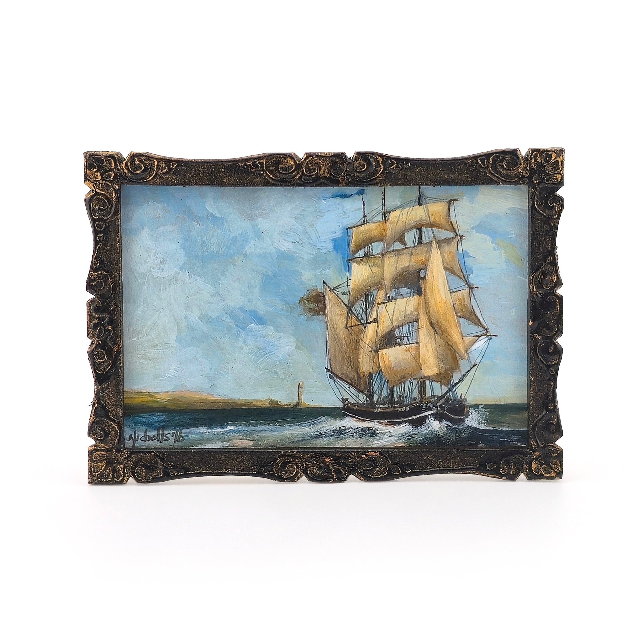 Andrew Nicholls Original Clipper Ship Miniature Oil Painting 2016
