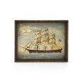 Load image into Gallery viewer, George Schlosser Small Clipper Ship Miniature Oil Painting in Rustic Frame
