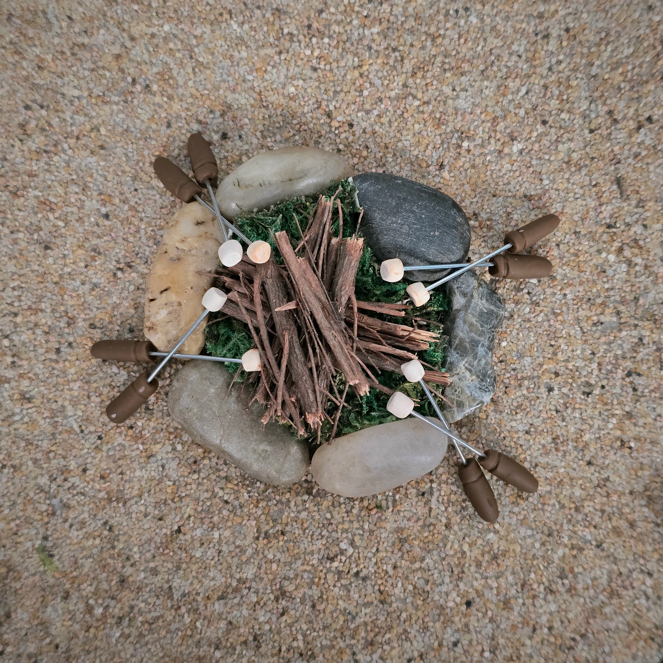 Bonnie Fake Handmade Miniature Campfire Fire Pit with Toasted Marshmallows 1:12 Scale