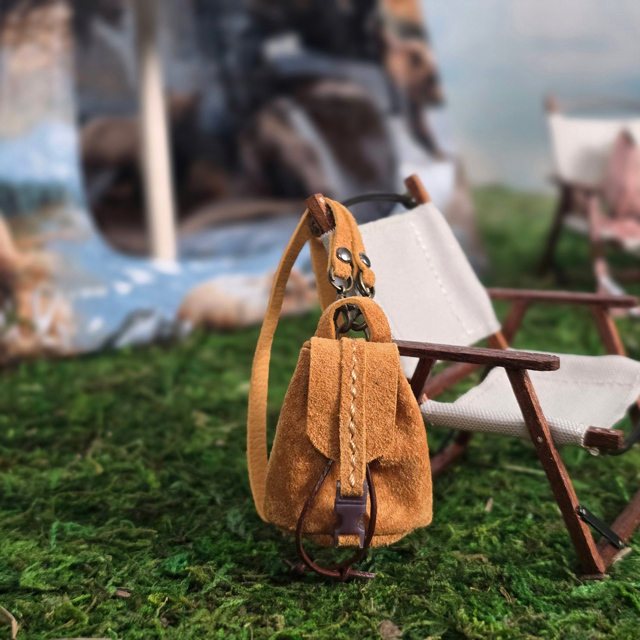 Bonnie Fake Suede Leather Camping Backpack Dollhouse Miniature – Magpie Miniatures