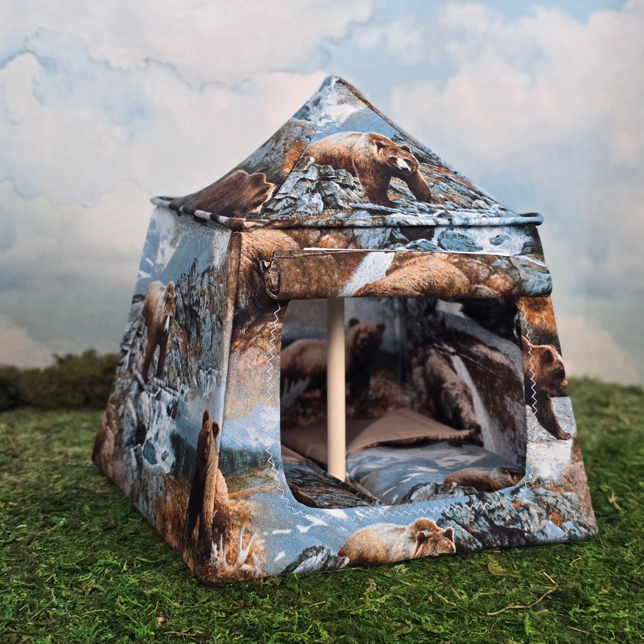 Bonnie Fake Bear Print Camping Tent with Pair of Sleeping Bags Miniature
