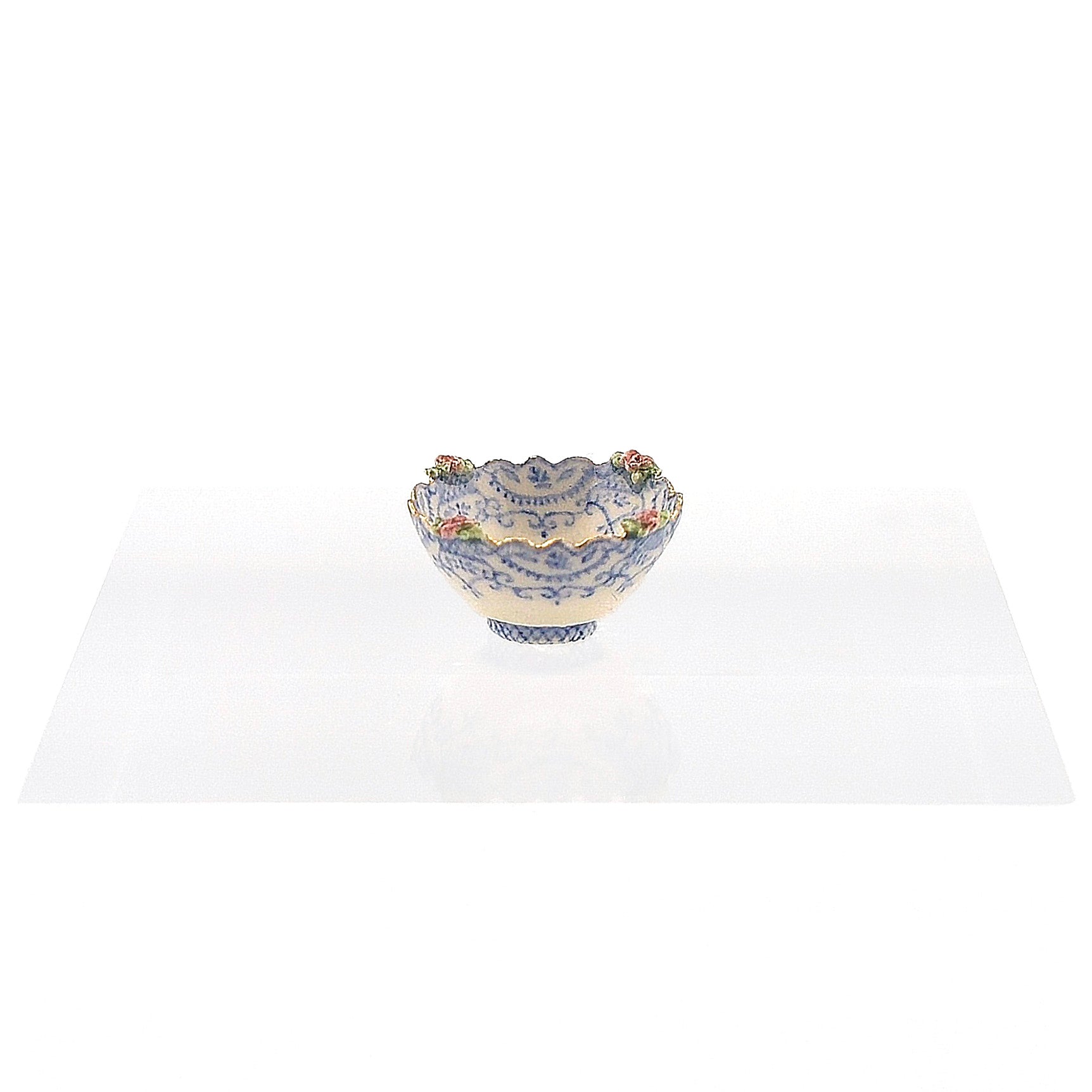 Teresa & Jean Welch Blue & White Rose Porcelain Bowl (2001) IGMA Fellows