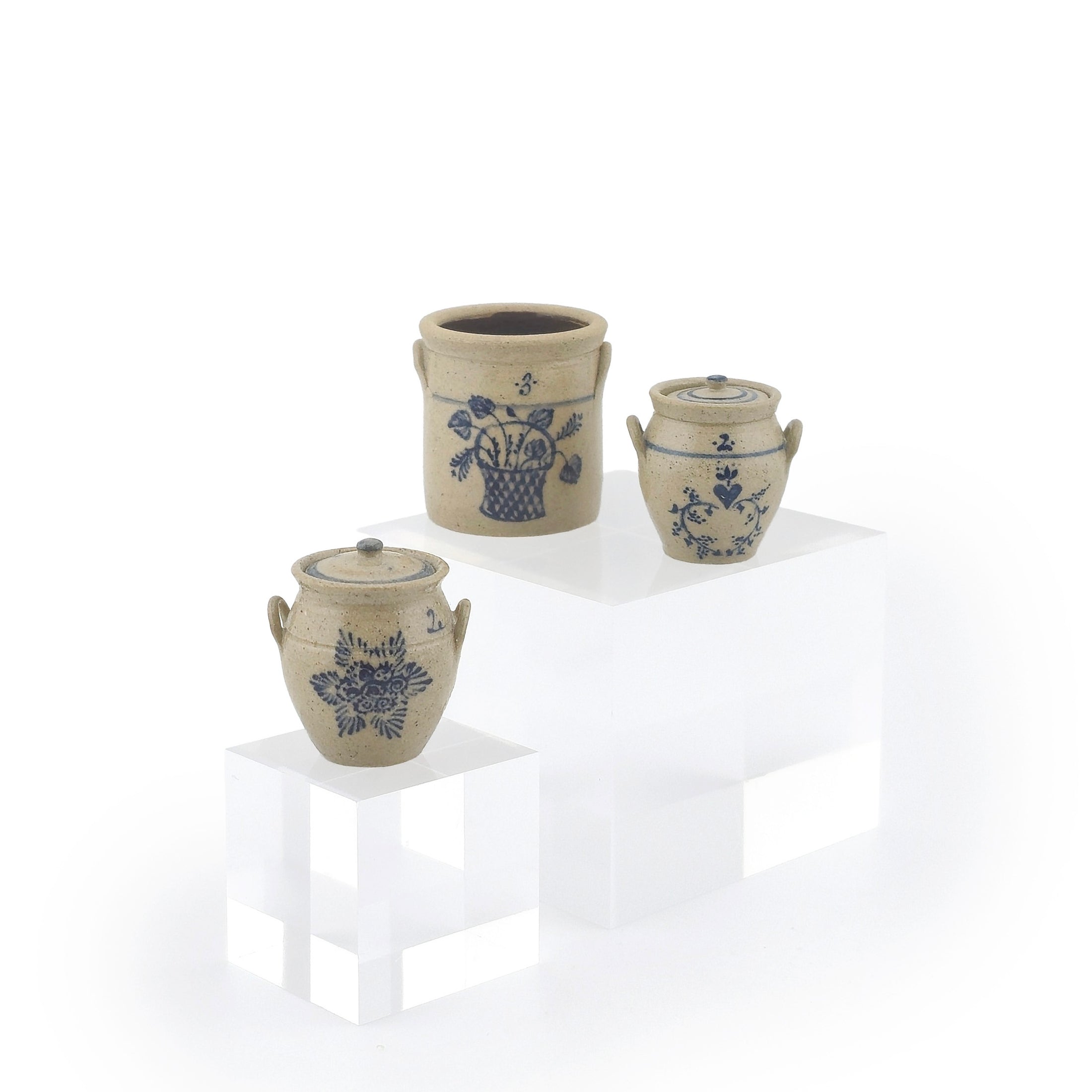 Jane Graber Hand-Thrown Painted Stoneware Crock Collection (Set of 3)