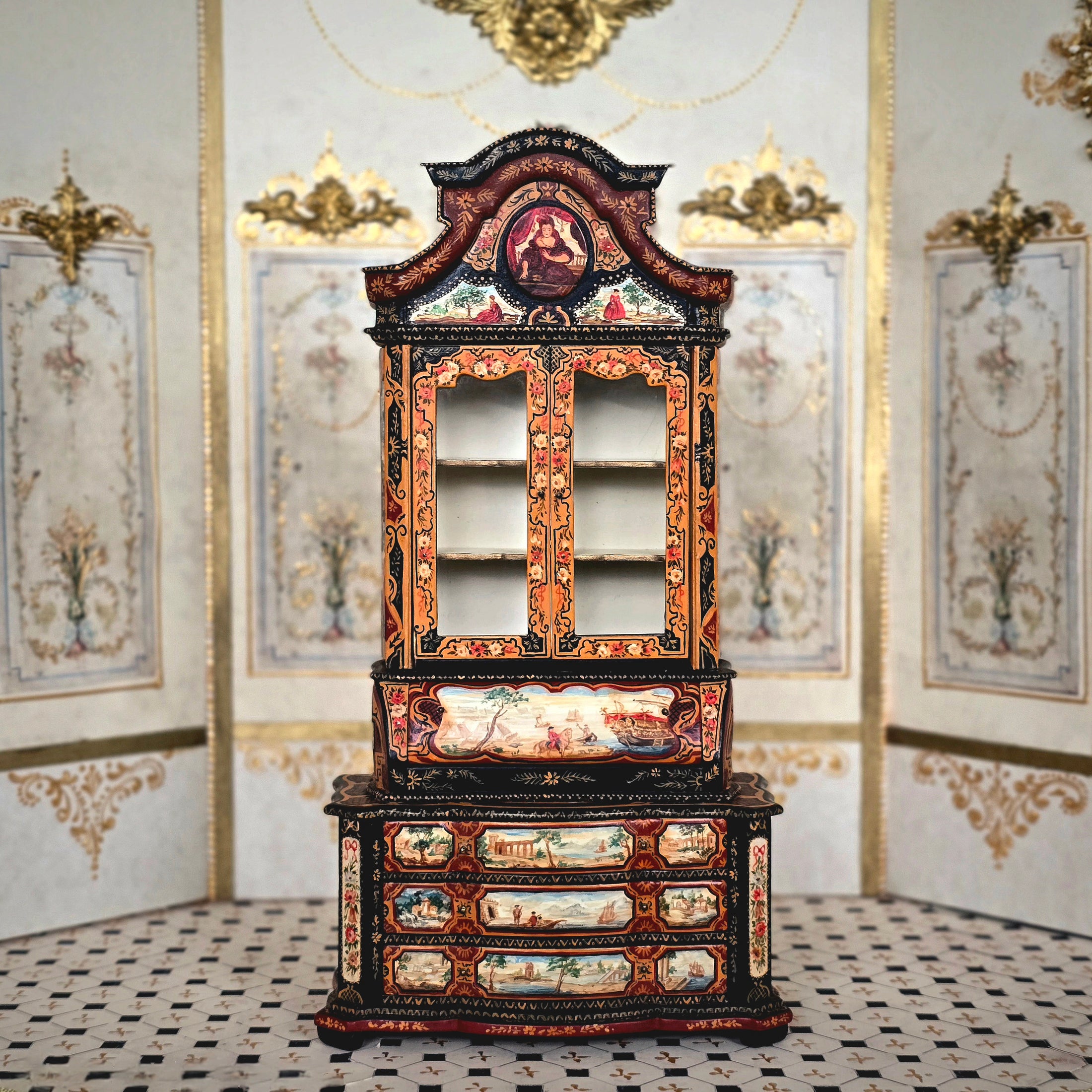 Carl & Renee Isabelle Museum-Quality Dutch Chinoiserie Bombay Bureau Cabinet