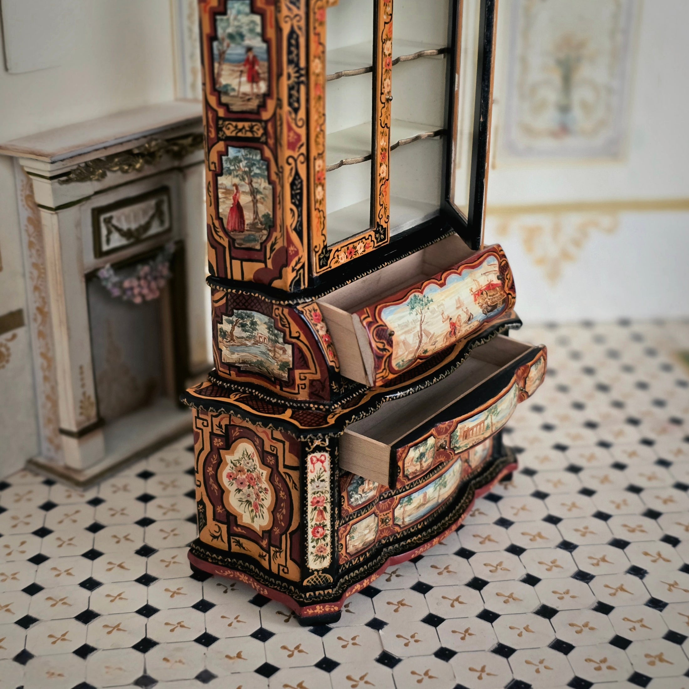 Carl & Renee Isabelle Museum-Quality Dutch Chinoiserie Bombay Bureau Cabinet