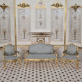 Load image into Gallery viewer, John Hodgson 1998 Louis XV Rococo Salon Suite, Gold Gilt & Blue Silk
