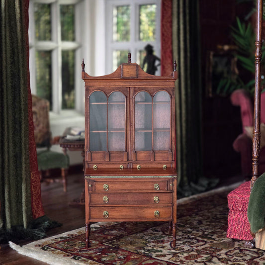 Mark Gooch Federal Secretary Desk & Bookcase, Walnut, 1:12 Scale