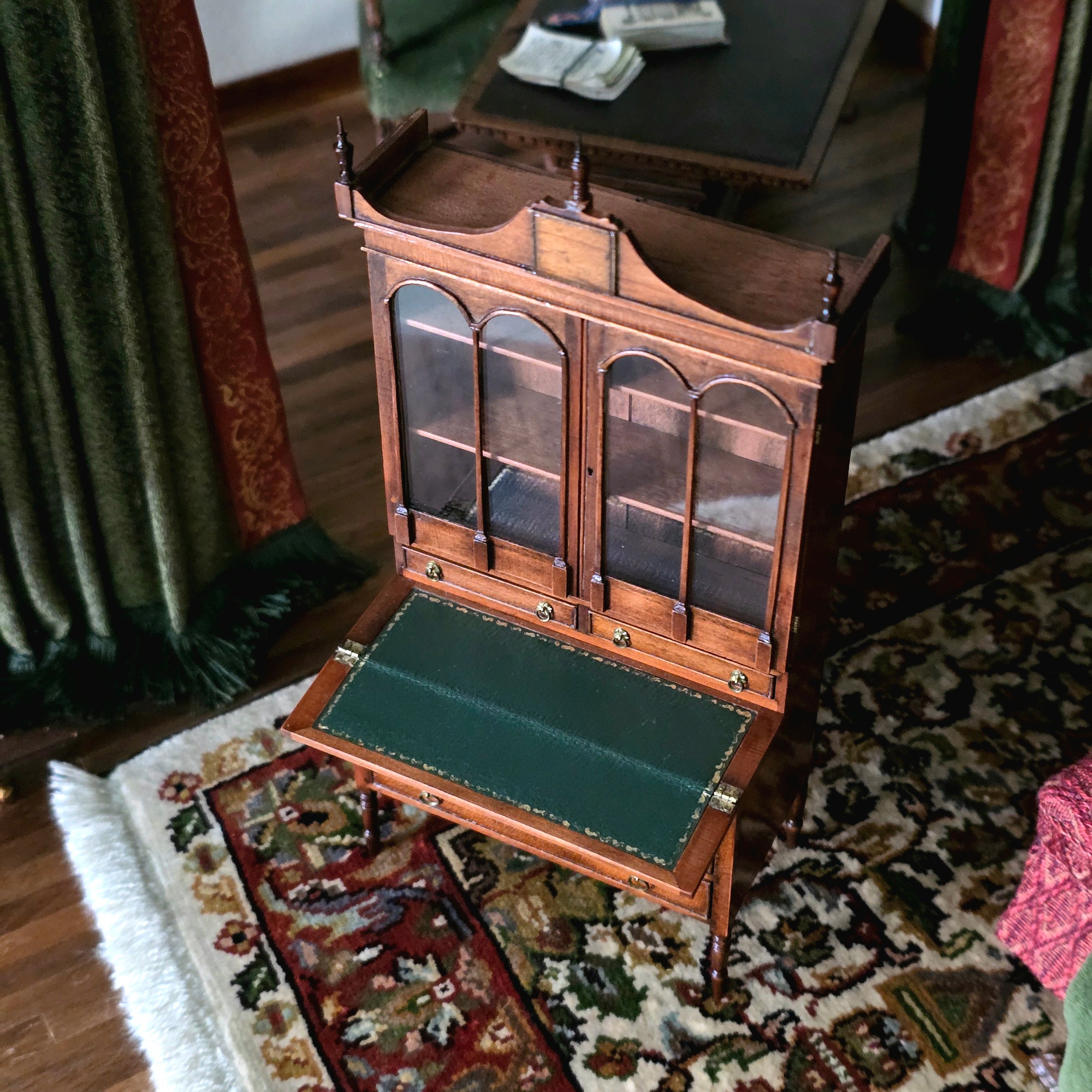 Mark Gooch Federal Secretary Desk & Bookcase, Walnut, 1:12 Scale
