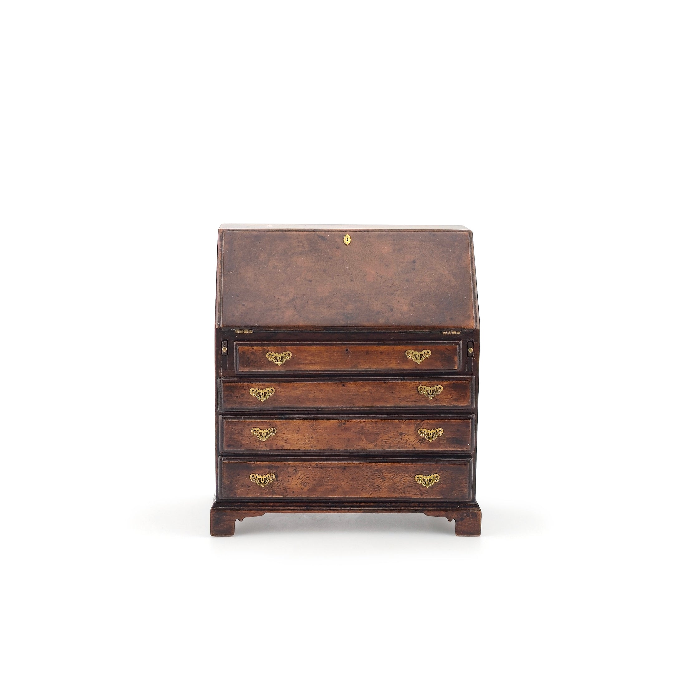 English George III Slant-Front Bureau Desk Artisan Made, 1:12 Scale