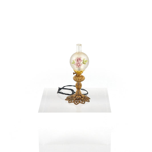 Victorian "Gone with the Wind" Floral Banquet Lamp, Electrified, 1:12 Scale