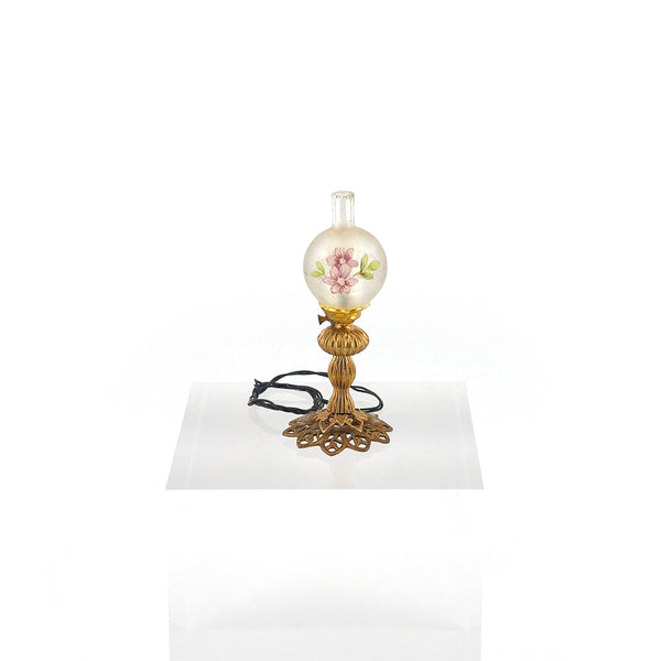 Victorian "Gone with the Wind" Floral Banquet Lamp, Electrified, 1:12 Scale