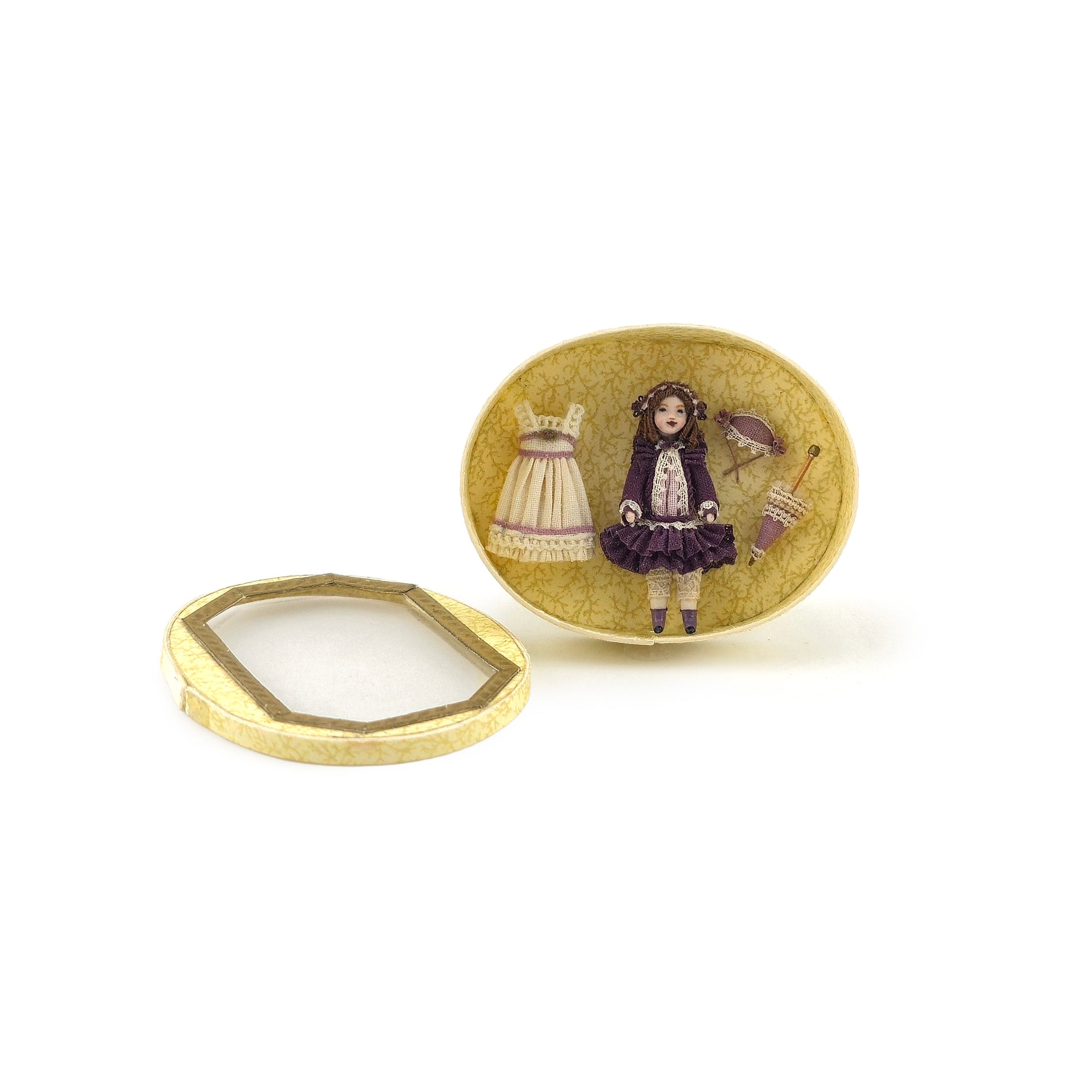 RARE Renee Delaney Victorian Doll Presentation Box with Micro Porcelain Doll, 1:12 Scale
