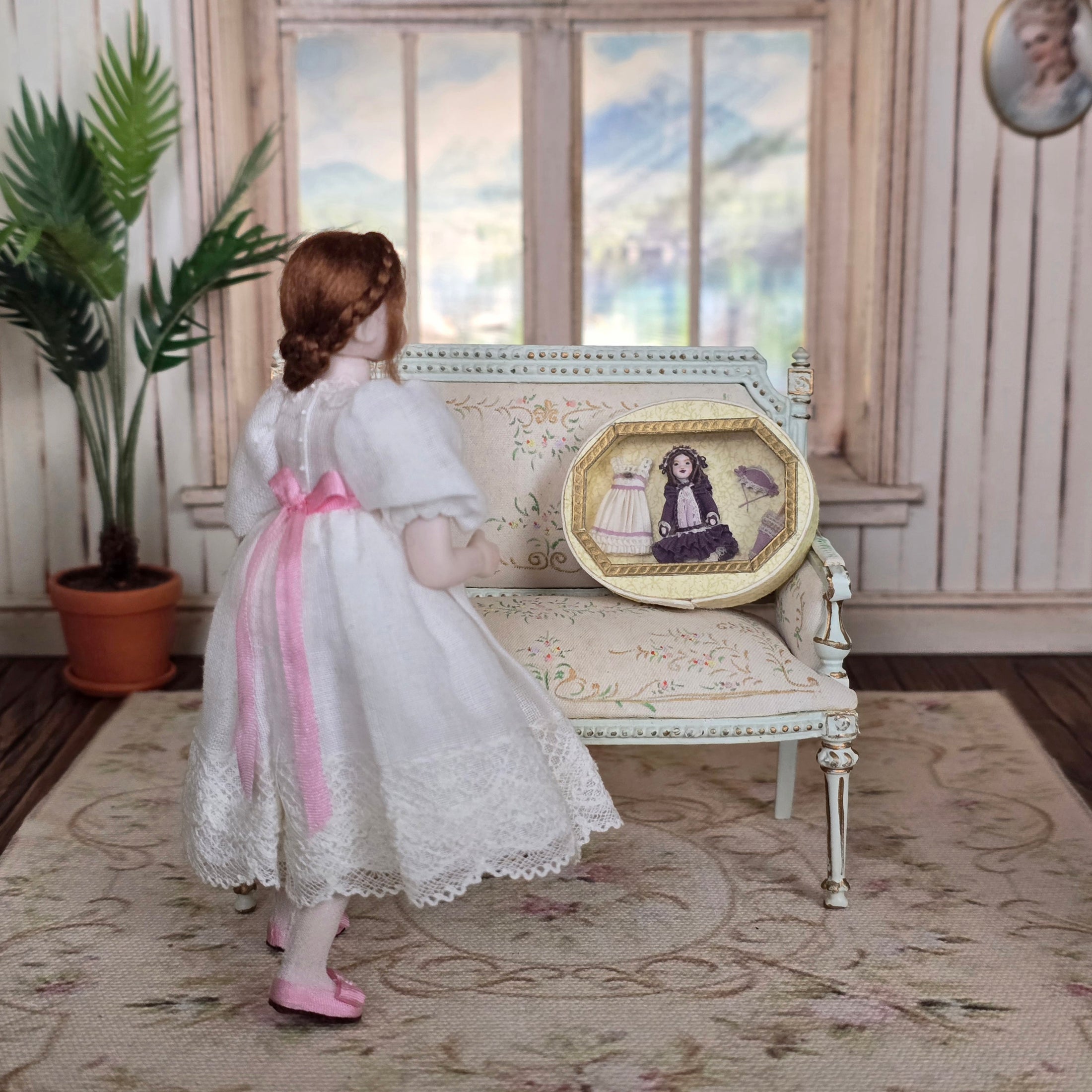 RARE Renee Delaney Victorian Doll Presentation Box with Micro Porcelain Doll, 1:12 Scale
