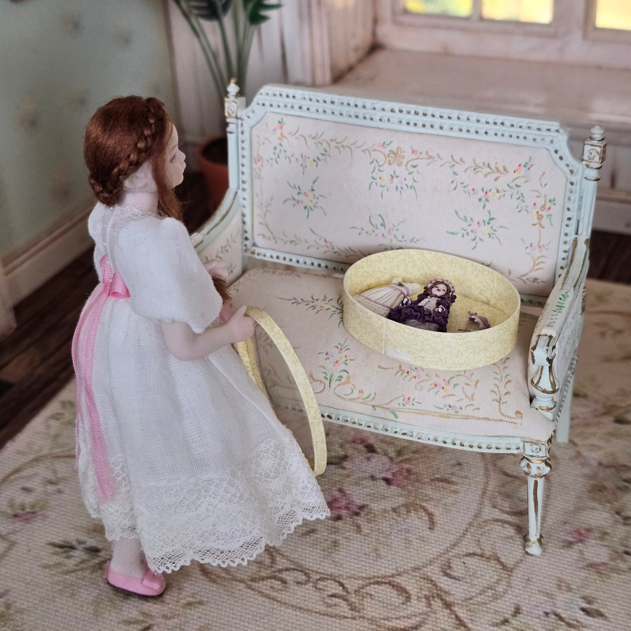 RARE Renee Delaney Victorian Doll Presentation Box with Micro Porcelain Doll, 1:12 Scale