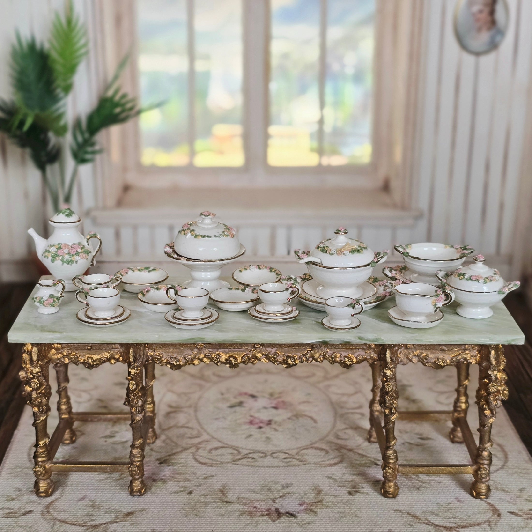 RARE Gudrun Kolenda 21-Piece Floral Porcelain Dinner & Tea Service
