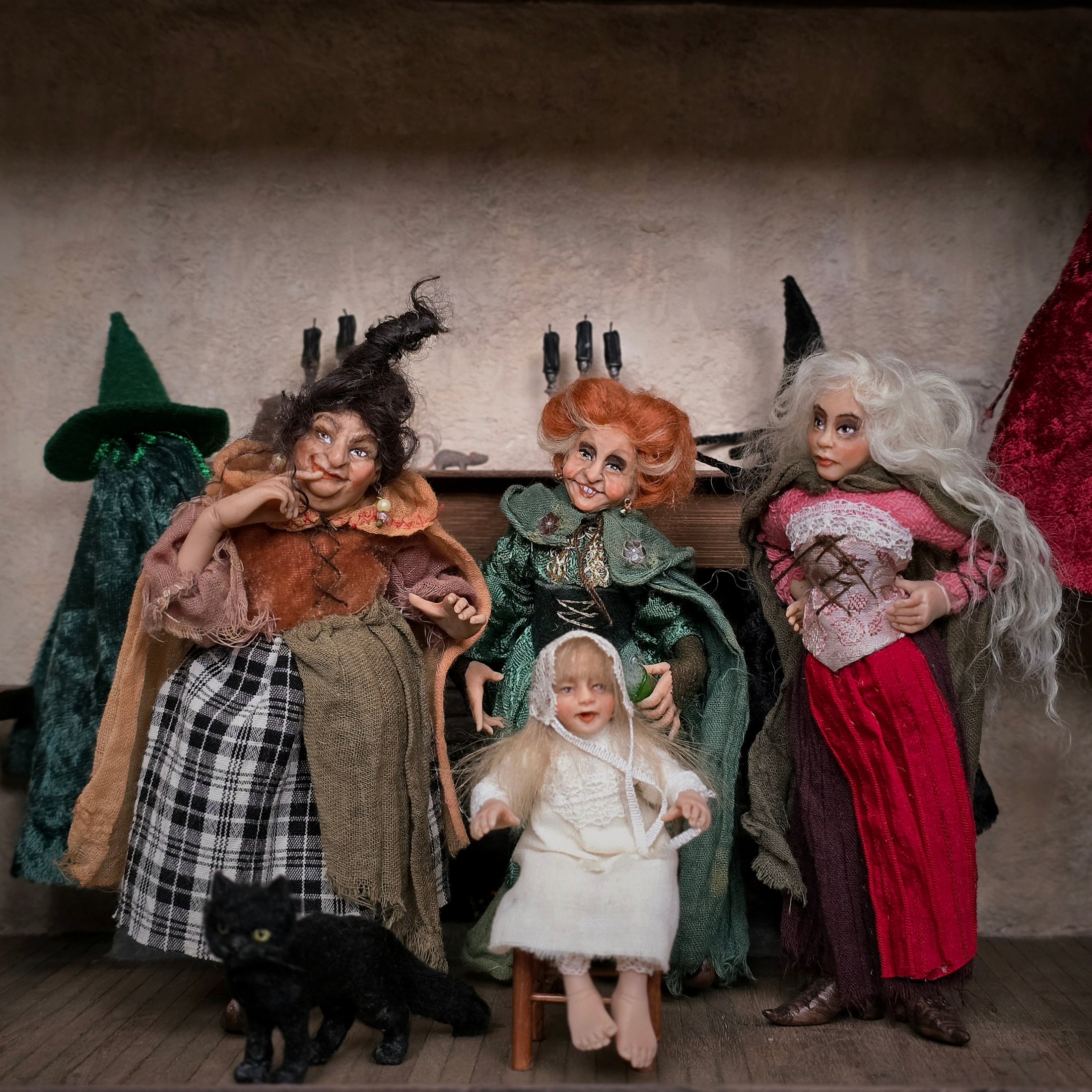 Complete Hocus Pocus Miniature Doll Set by Silke Janas-Schloesser