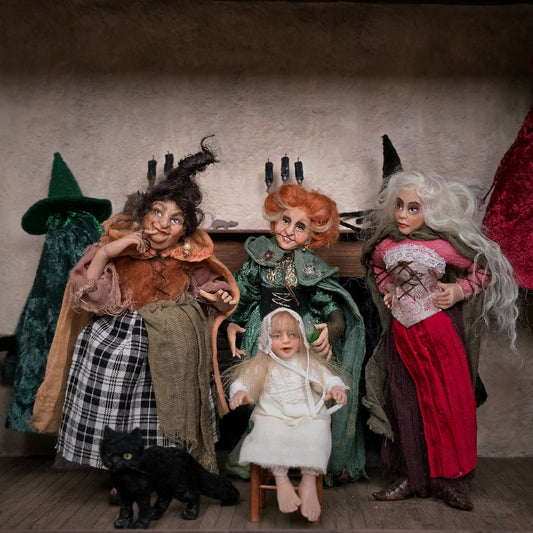 RESERVED FOR TORRIE Complete Hocus Pocus Miniature Doll Set by Silke Janas-Schloesser