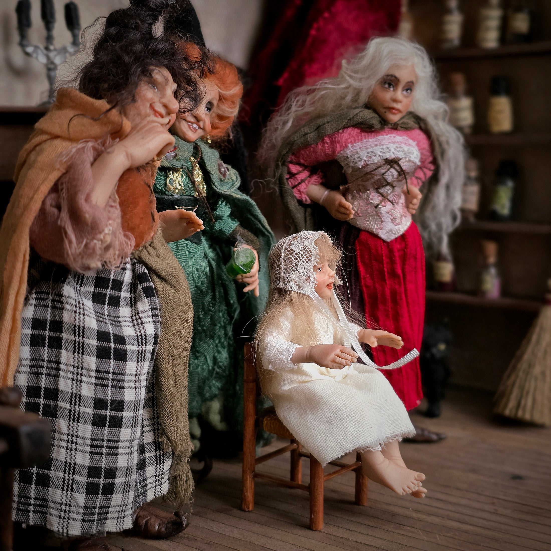 Complete Hocus Pocus Miniature Doll Set by Silke Janas-Schloesser