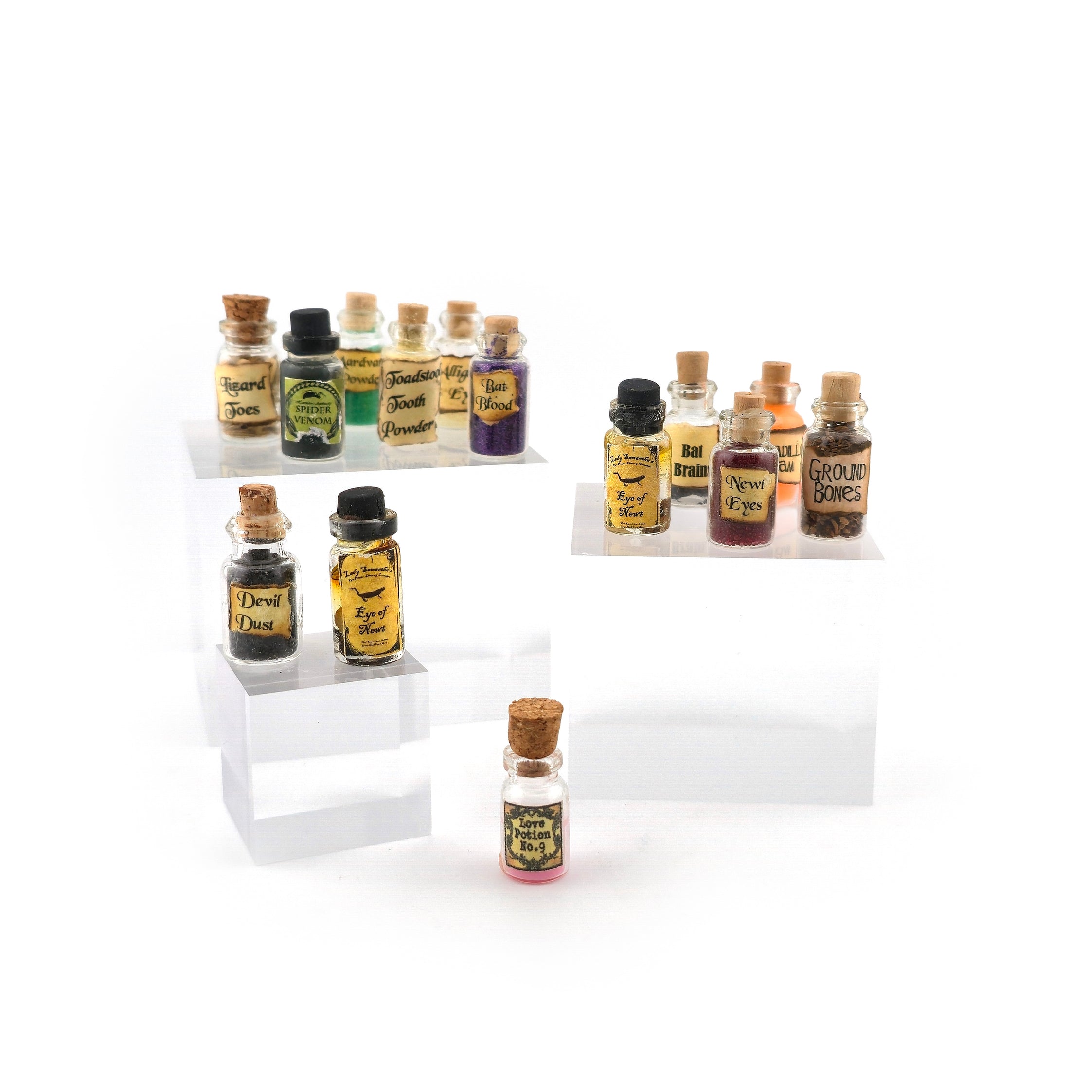 Set of 15 Miniature Witch’s Potion Bottles Halloween Spooky Decor