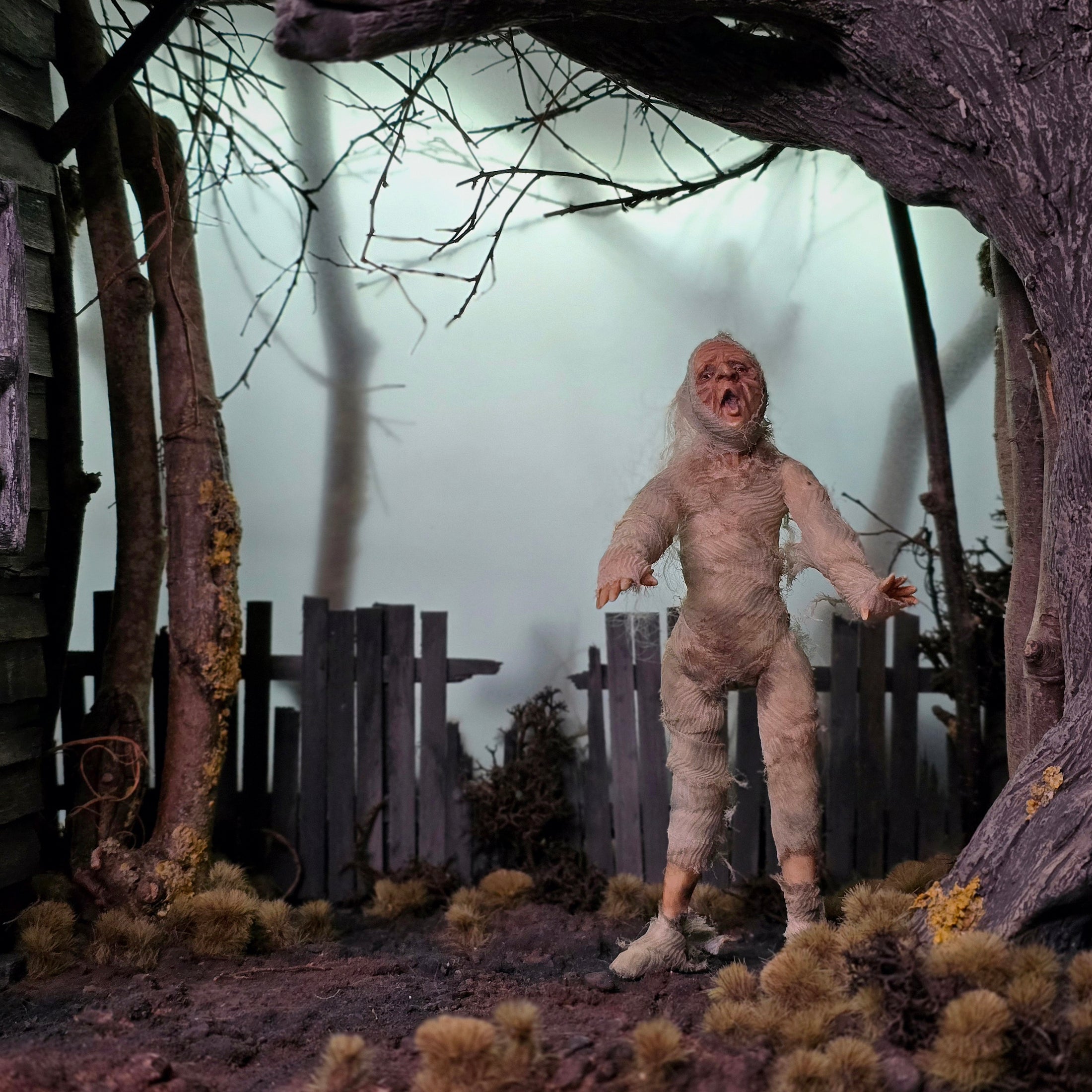 OOAK Ghoulish Mummy Ghost Doll Spooky Hand Sculpted Clay