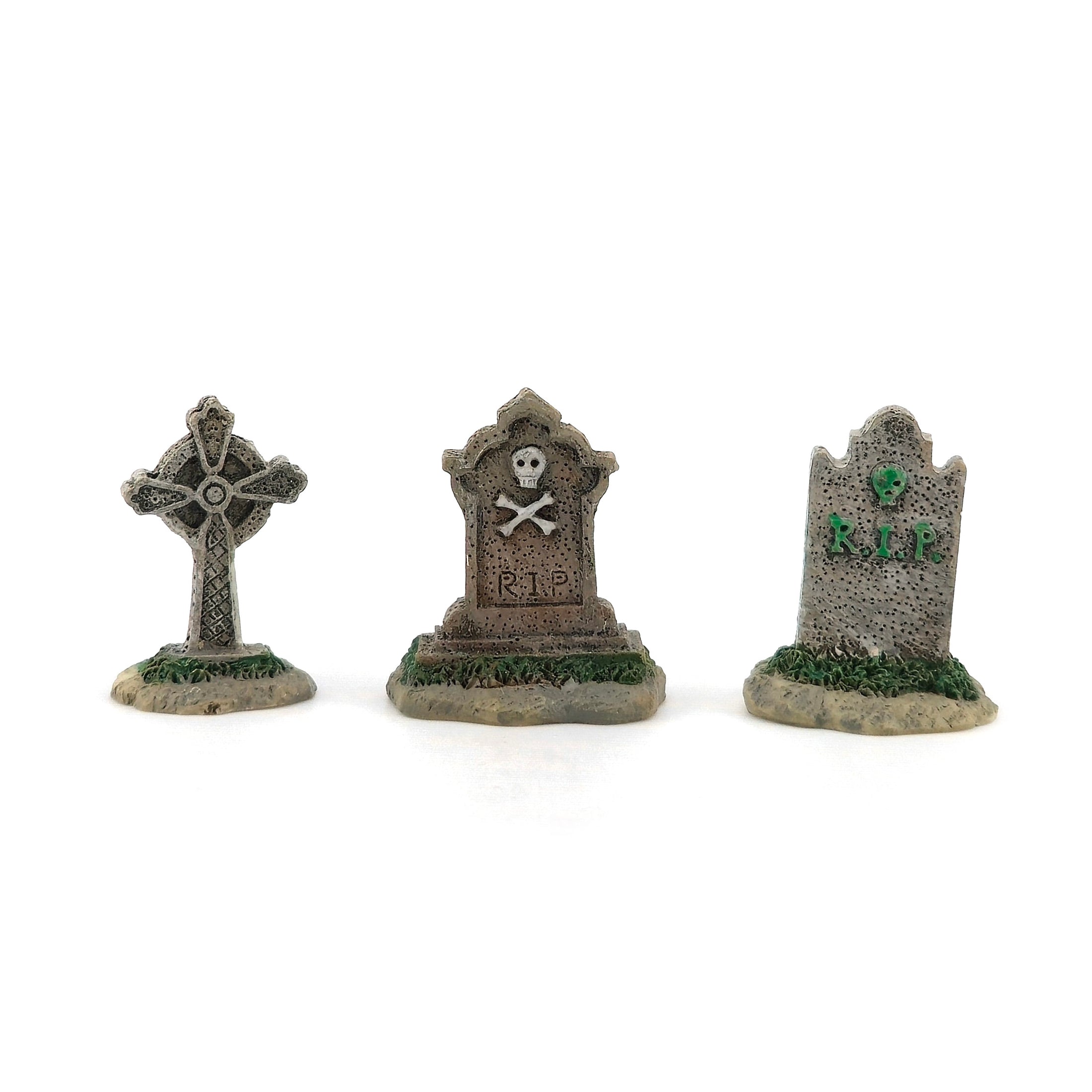 Set of Three Tiny Hand-Painted Grave Markers in Miniature
