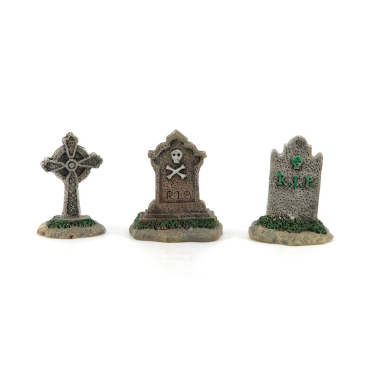 Set of Three Tiny Hand-Painted Grave Markers in Miniature