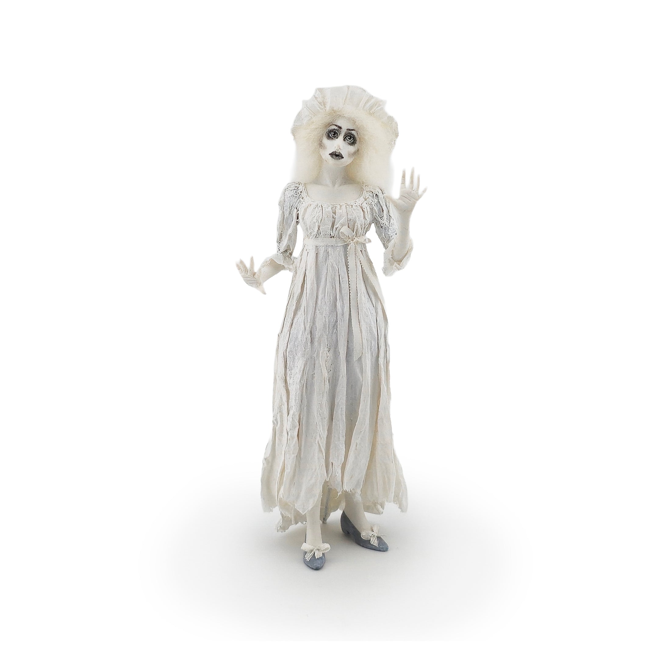 Maysi-Art OOAK Ghostly Lady in Handcrafted Paper Dress Dollhouse Doll