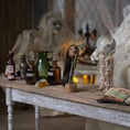 Load image into Gallery viewer, Signed Shrunken Head with Real Hair on Wooden Stand Curiosity Display
