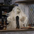 Load image into Gallery viewer, Signed Shrunken Head with Real Hair on Wooden Stand Curiosity Display
