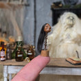 Load image into Gallery viewer, Signed Shrunken Head with Real Hair on Wooden Stand Curiosity Display
