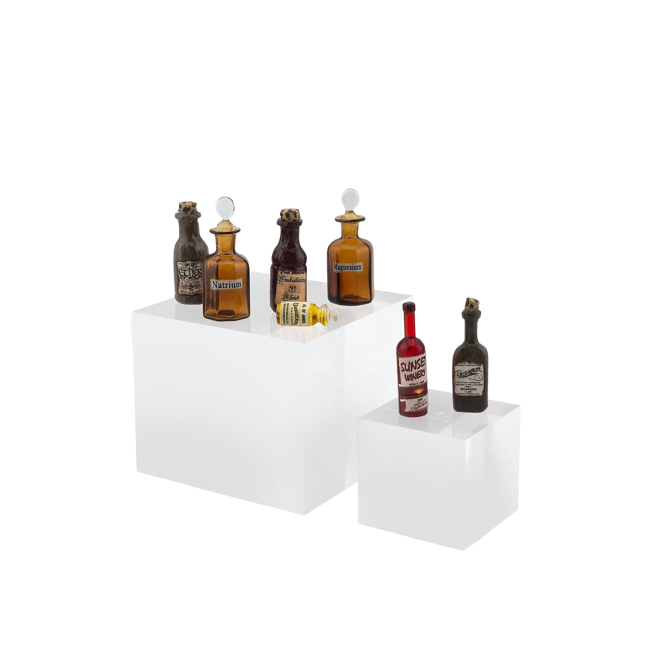 Set of 7 Artisan Apothecary and Wine Bottles 1:12 Scale