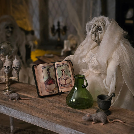 3-Piece Witch’s Apothecary Book, Glass Bottle & Mortar Set