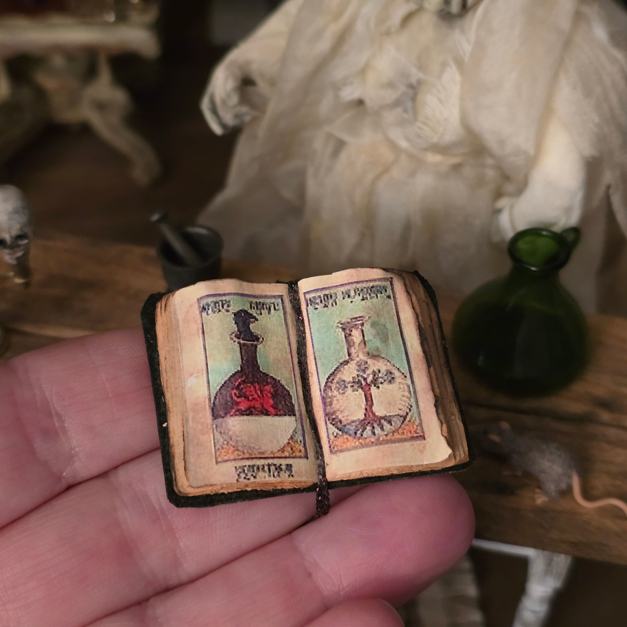 3-Piece Witch’s Apothecary Book, Glass Bottle & Mortar Set