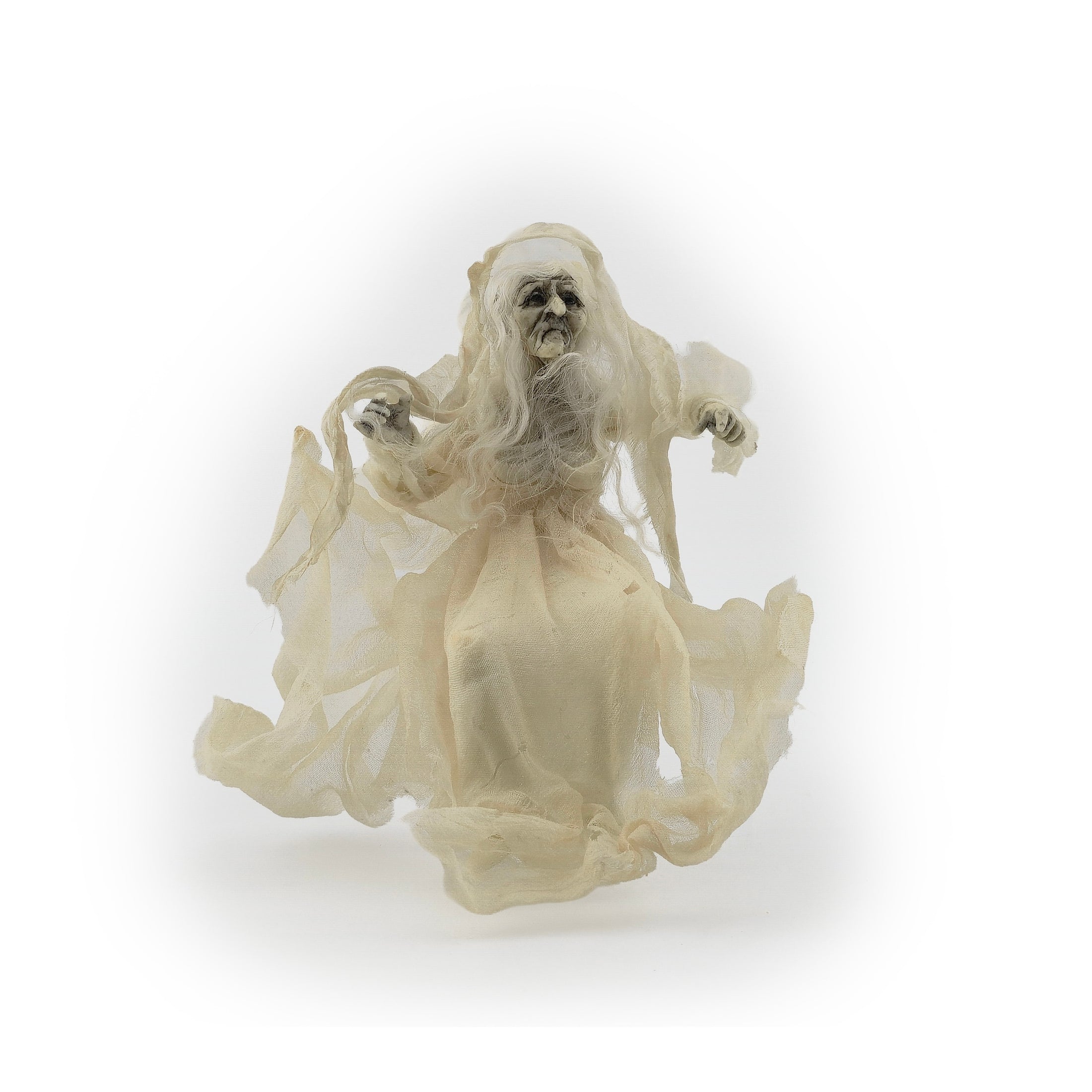 OOAK Seated or Flying Ghost Witch in Flowing Silk Robes Dollhouse Doll